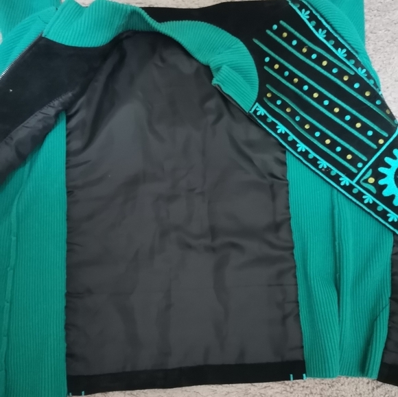 Bob Mackie Vintage Wearable Art Embroidered Suede Leather Jacket Women’s Sz S - Picture 5 of 8